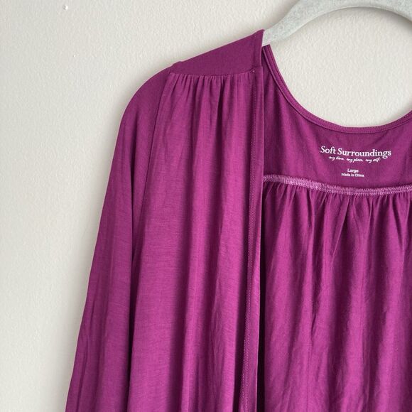 Soft Surroundings Womens Purple Open Front Top Size Large Drapey Viscose Stretch - Picture 2 of 9
